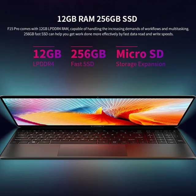 Teclast F15Pro 15.6 Inch Windows 10 OS Laptop 12GB RAM 256GB SSD 1920×1080 IPS Notebook UHD Graphics Intel® Core™i3 Bluetooth PC 3
