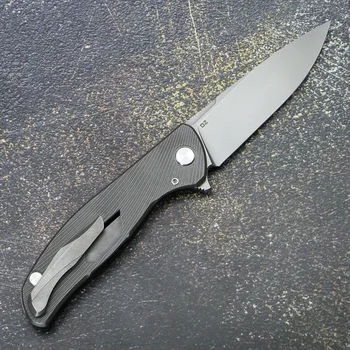 

D2 blade bearing titanium CF 3D handle 95 flip folding knife outdoor survival camping hunting knives EDC tools