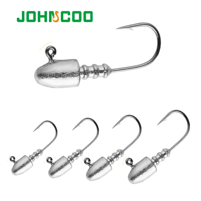 JOHNCOO 10pcs Mini Jig Head Hook 0.5g 1g 2g 3g 4g 5g Jigging Hook Rockfish  Game Soft Bait Hook Carbon Steel Treble Hooks