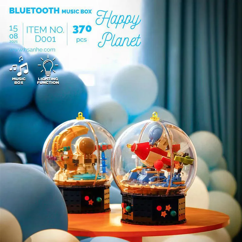 

LOZ mini diamond building block astronaut BT music box Crystal ball space ship satellite bricks toys collection for kids gift