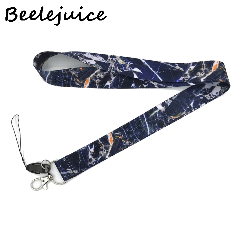 24pcs Black marble pattern grain Neck Lanyard keychain Phone Strap ID Badge Holder Rope Key Chain Keyring cosplay Accessory gift