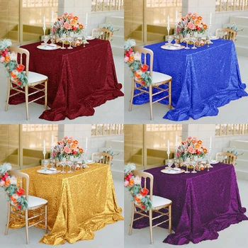 

Rectangle Glitter Sequin Table Cloth Rectangular Sparkly Wedding Table Cloth Cover Banquet Dinner Tablecloths Home Party Decor