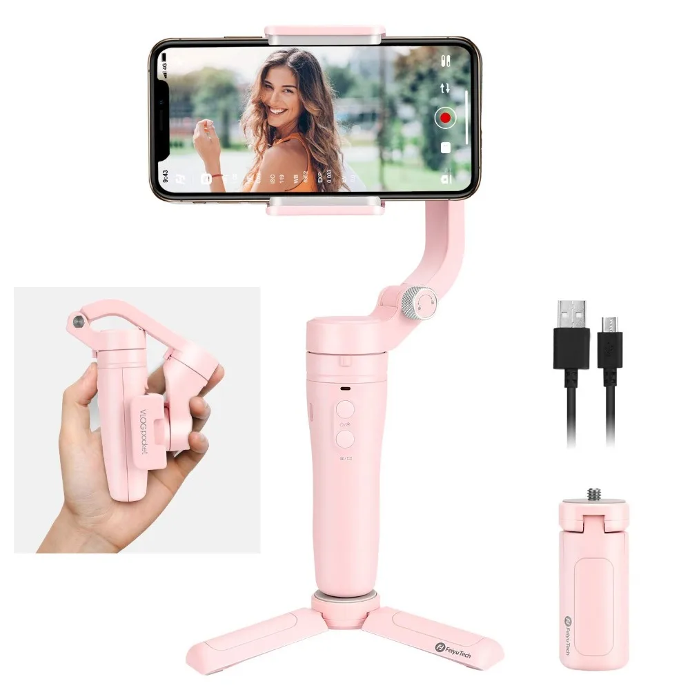 Feiyutech Vlog Pocket Foldable Phone Gimbal 3-Axis Handle Gimbal Stabilizer For iPhone, Huawei, Samsung One Plus Smartphone