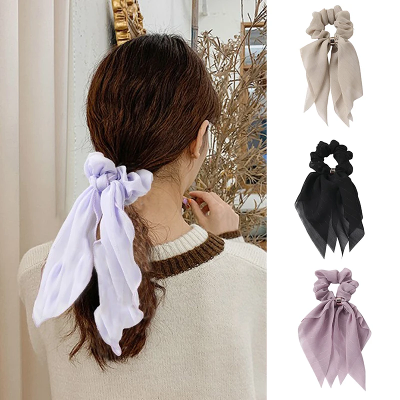 Hair Scarf Bow Scrunchies Ponytail Headband For Women Hair Accessories Bowknot Elastic Hair Rope Hairbands