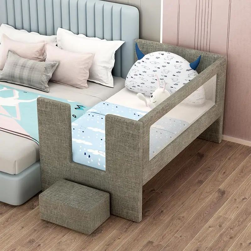 

Customized Solid Wood Soft Bag Children's Bed Heightened Guardrail Breathable Crib