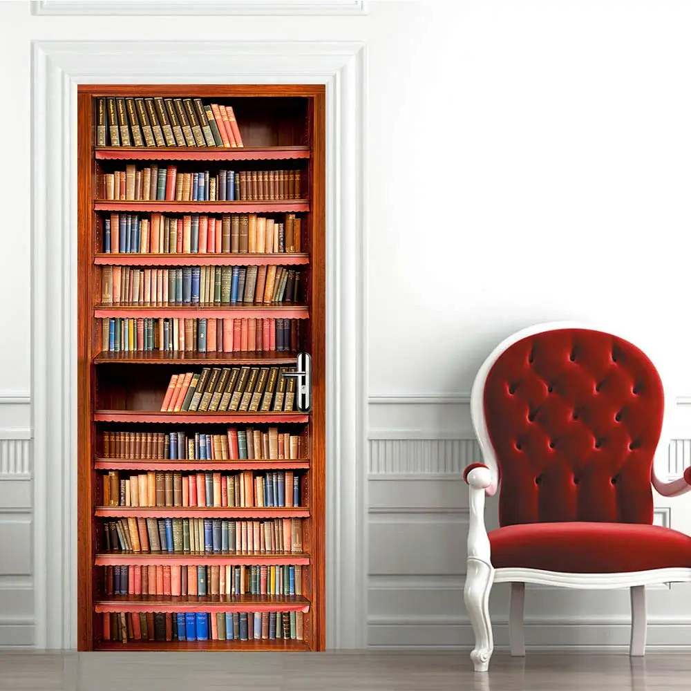 DIY Наклейка креативный ПВХ обои дверь клеющиеся фотообои книжный шкаф самоклеющаяся Водонепроницаемая печать художественная картина домашний декор плакат