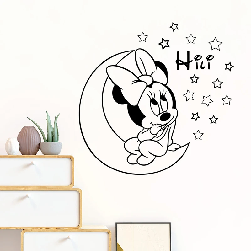 Cartoon Disney Minnie Mouse Sweet Dream Wall Stickers For Home Decor Kids Room Bedroom Decoration Decals Creative Art Stickers