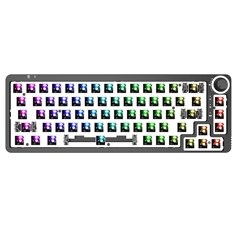 For 3Pin/5Pin Switch TM680 Knob Hot Swap Mechanical Keyboard Kit Wireless Bluetooth 3 Mode RGB Backlit Gamer 60% Keyboard computer keypad Keyboards