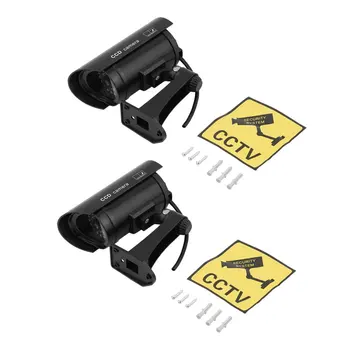 

2pcs Monitor Security Guard Simulation Surveillance Camera Outdoor Indoor Dummy IR Camera Built In LED Flashing Light