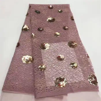 

2020 Latest Nigerian Sequins Laces Fabrics High Quality Tulle African Laces Fabric Wedding French Tulle Lace Material XY2669B-1