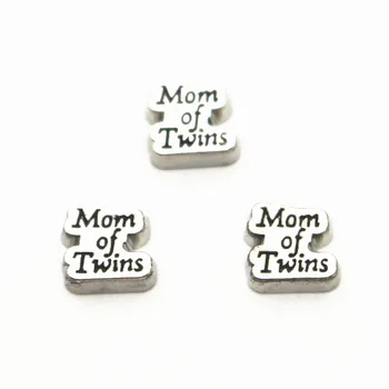 

Hot selling 10pcs/lot Charms Mom of Twins Floating Charms for Floating Memory charms Lockets DIY Jewelry