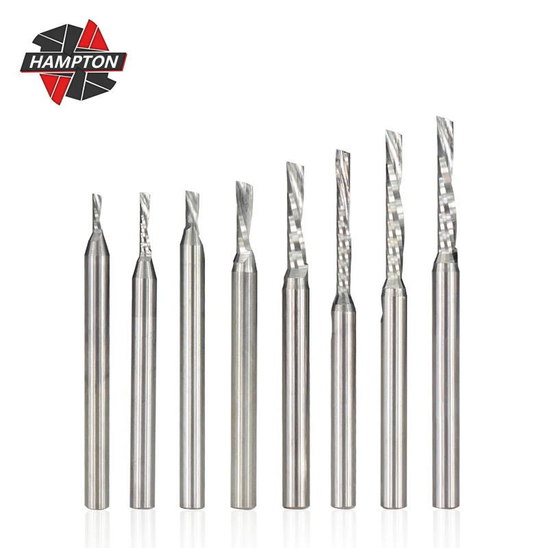 

Hampton Left Hand Single Flute Down Cutter 3.175mm Shank Spiral CNC End Mill Dia 1-3.175mm Carbide Milling Cutters For Aluminum