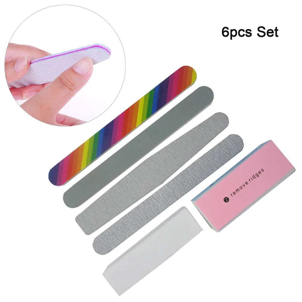 

6pcs Nail Files Nail Sanding Buffer Professional Nail Files Makeup Manicure Pedicure Set Nail Brushes Tool Extension Set