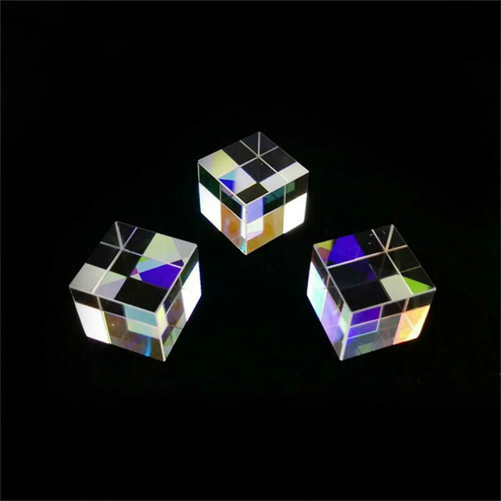 1PC Cube composite color prism Optical Glass Dichroic Combiner Splitter Gift Soft Well Party lighting props Decorations for Home