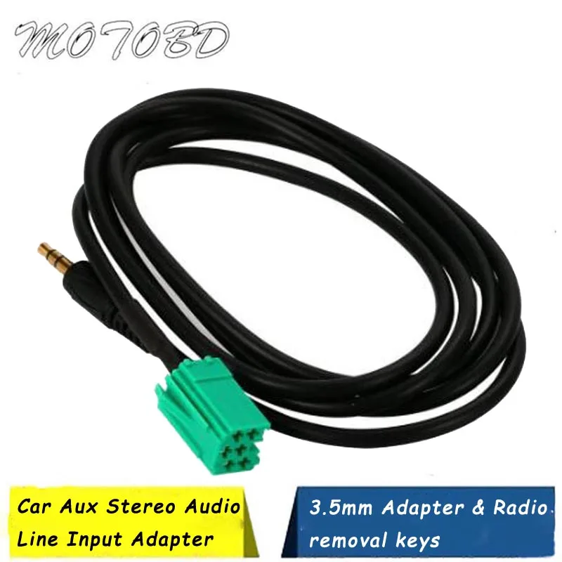 

#0820 Aux In Input 3.5mm Adapter & Radio removal keys For Renault Clio Megane Laguna MP3 For iPod