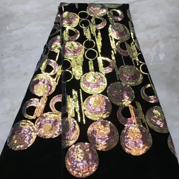 

2019 High Quality African Lace Fabric Baby pink Velvet French Net Embroidery Sequins Tulle Lace Fabric For Nigerian party Dress