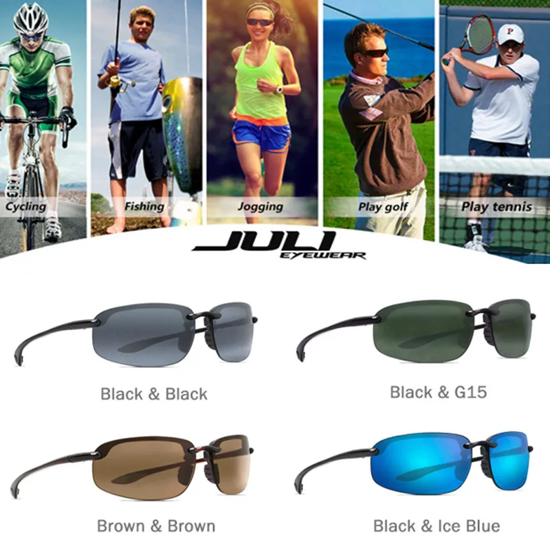 JULI Classic Sports Sunglasses For Women Driving And Running Rimless Ultralight Frame Sun Glasses Men UV400 MJ8001_voghion.com