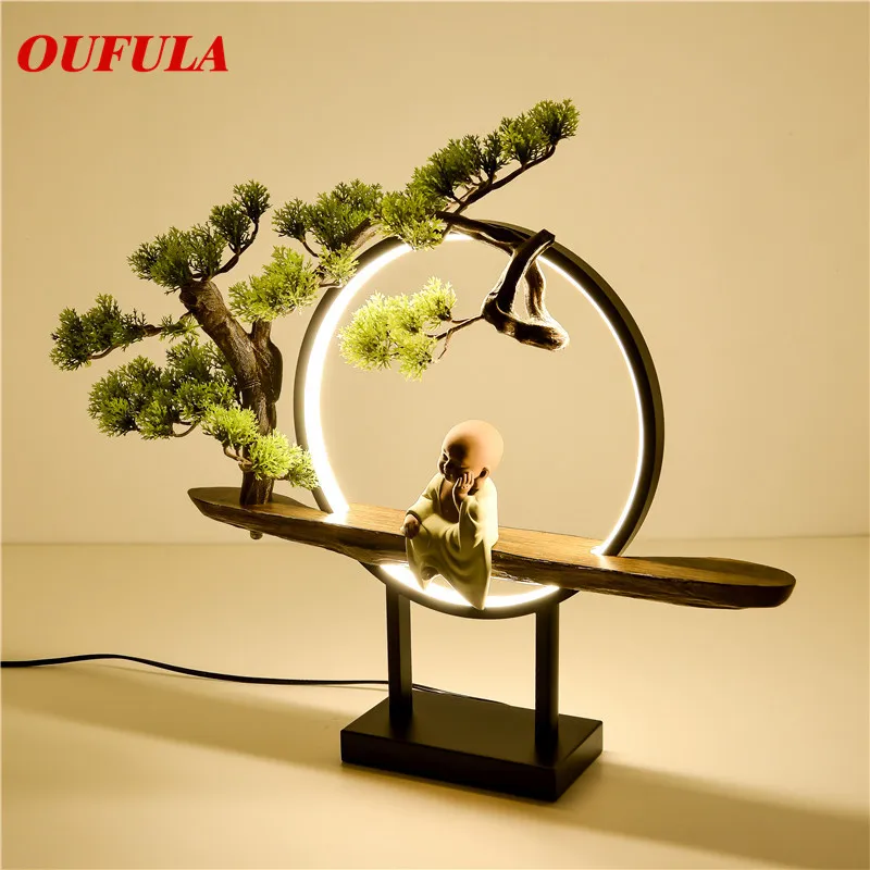 OUFULA Table Lamp Desk Resin Modern Contemporary Office Creative Decoration Bed LED Lamp for Foyer Living Room Bed Room