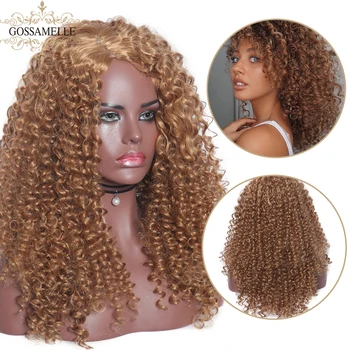 

Gossamelle Black Blonde Synthetic Wig Long Kinky Curly Wigs For Women Side Part Heat Resistant Cosplay Wigs