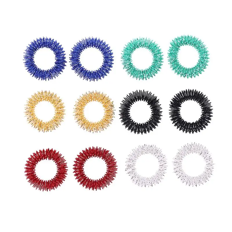 

12PCS 12PCS Spiky Sensory Finger Acupressure Ring Fidget Toy For Kids Adults Silent Stress Relief Massager Helps With Focus ADHD