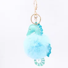 Рождественские маленькие подарки, брелок с помпоном в стиле гиппокампа, подвеска из искусственного меха кролика Рекс, подвеска для девочек, сумка для телефона, посылка, подвеска