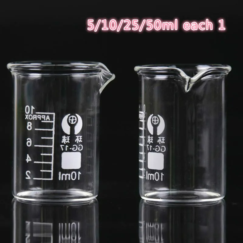Set 4 Becher Graduati In Vetro Borosilicato | 25ml 50ml 100ml 200ml - Per Laboratorio O Cucina - Foto 10