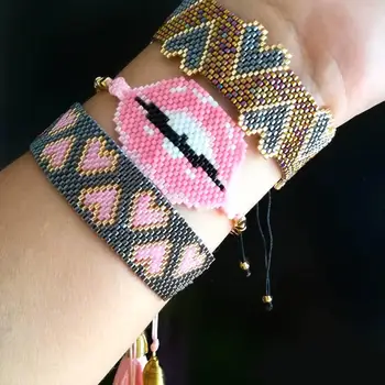 

ZHONGVI Heart MIYUKI Bracelet Sexy Lips Bracelet For Women Jewelry Lucky Eye Pulseras Mujer 2020 Summer Handmade Wedding Gifts