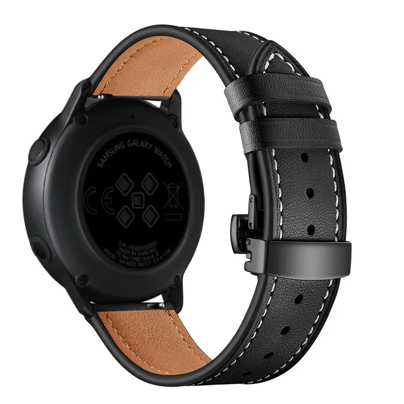 Кожаный ремешок для samsung Galaxy Watch active Band 20 мм ремешок Браслет замена для Galaxy active2 40 мм браслет металлическая пряжка