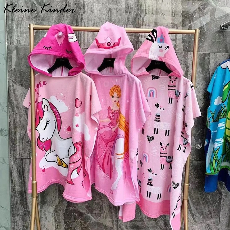 Children's Bathrobe Girl Boy Poncho Beach Child Baby Bath Towel Hood Kids Surf Poncho Microfiber Unicorn Terry Robe child bathrobe kids robe