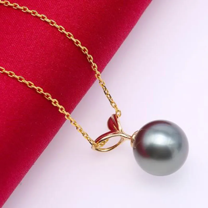 

18 K Gold 10.0mm Black Tahitian Pendant Pearl South Sea Cultured Pendant 18 inches AAA Jewelry Gold 18K