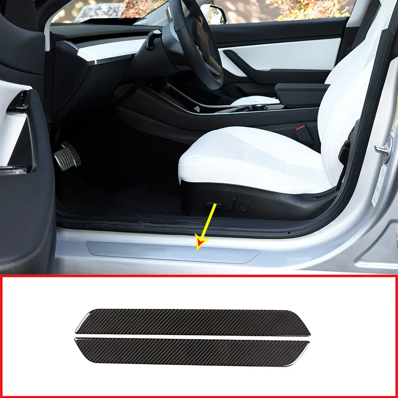 Накладка на порог автомобильной передней двери Tesla Model 3 2017-2019 2 шт. | Автомобили и