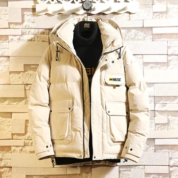 

Mens Winter Warm Parkas Jackets Mens Casual Loose Large Size Jacket And Coats Letter Print Cotton Thick Warm Parkas Jackets 4XL