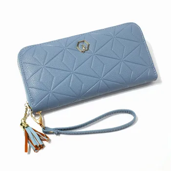 

Women Wallet Geometric Patterns Zipper Coin Faux Leather Purse Card Tassel Pendant Package Holders Clutch Phone Lady PU