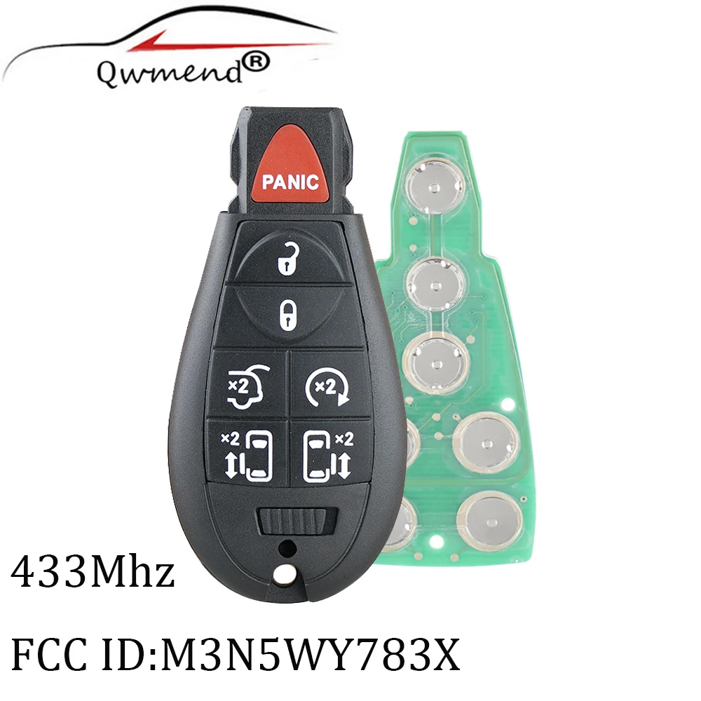 QWMEND 6+ 1 пуговицы автомобиль дистанционного Управление ключ для M3N5WY783X IYZ-C01C Fob 433 МГц для Dodge Caravan Chrysler Town Country Jeep