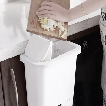 

Kitchen cabinet, door, hanging trash can with lid, wall mounted trash cans, trash can trash container-35