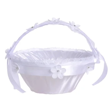

Wedding Supplies Bride Portable Flower Basket White Woven Plastic Wedding Flower Basket