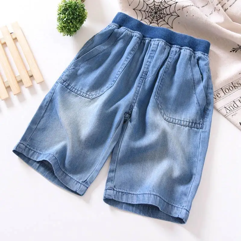 New 2021 Summer Kids Boys Fashion Jeans Loose Capris Children Denim Mid Pants Baby Boy Knee