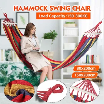 

1/2 Person Portable Canvas Hammock Travelling Outdoor Picnic Swing Chair Camping Hanging Bed Garden Furniture with Backpack