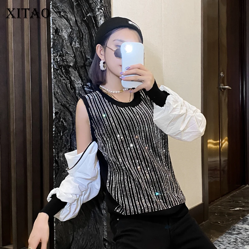 XITAO Streetwear Sequined Sweatshirt Women Loose