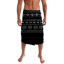 

OEM Custom Wholesale ie faitaga Polynesian Samoan Tattoo Designs Bonfire Party Costumes Polyester Print Ethnic Style Half Skirt