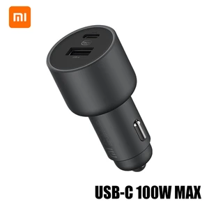 Image 1 - Xiaomi araç hızlı şarj şarj adaptörü çift USB A USB C portu LED ışık hızlı şarj araba şarj cihazları iPhone Xiaomi Huawei için