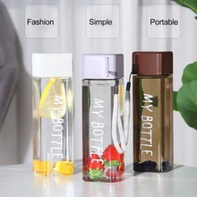 1 PC 480ml Portable Sports Drinking Clear Cup Square Water Bottle Milk Storage For Home School Office