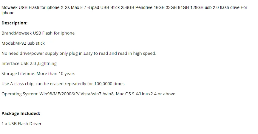 Moweek USB флэш для iphone X Xs Max 8 7 6 ipad USB крутая Флешка 16 ГБ 32 ГБ 64 ГБ 128 ГБ флеш-диск USB 2,0 для iphone