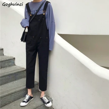 

Jumpsuits Women All-match Leisure Solid Black Pockets Loose Large Size 5XL Simple Daily BF Fashion Ankle-length Trousers Denim