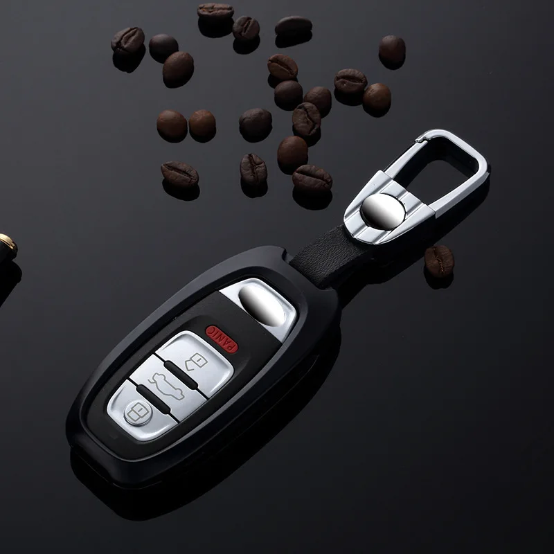 

Car Aluminium Alloy Key Holder Key Fob Cover Case Shell Chain Key Protection for Audi A6L A4L Q3 Q5 Q7 A4 A6 A5