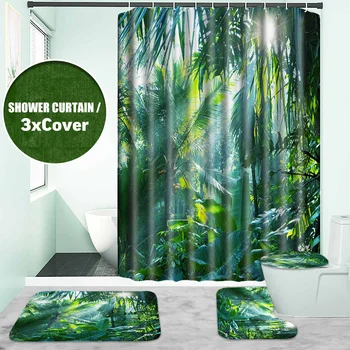 

180x180cm Bathroom Set Waterproof Shower Curtain Non-slip Mats Bath Carpets Toilet Seat Cover Lid Floor Mat Bathroom Decor