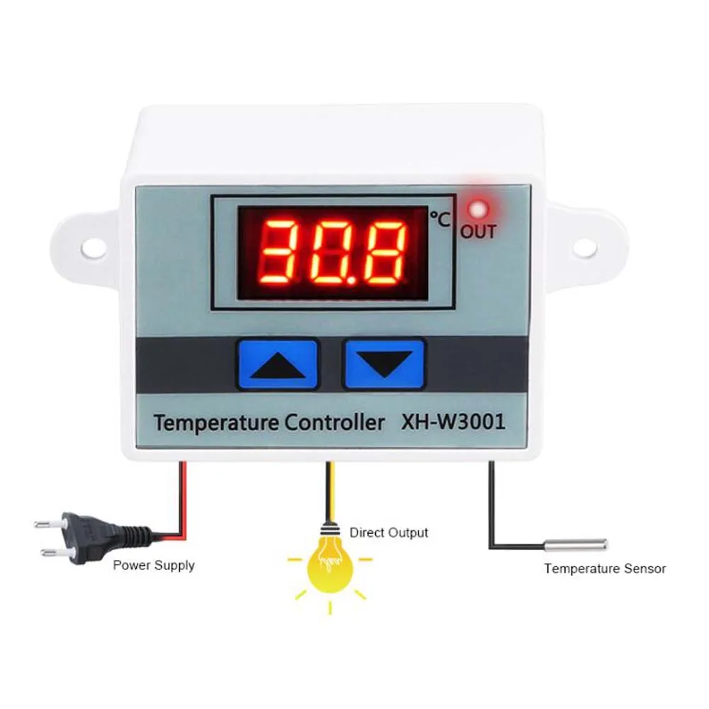 XH-W3001 регулятор температуры 12 В 24 В 220 В светодиодный переключатель температуры для инкубатора охлаждающий нагревательный переключатель Термостат Датчик NTC