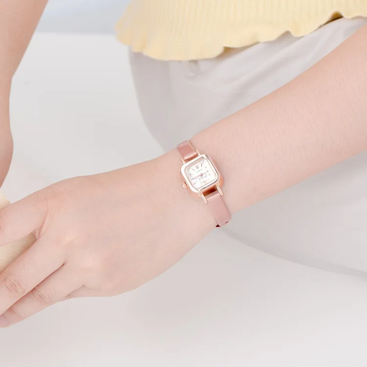 

South Korea Retro Square Dial Color Patent Leather Fine Watch Bracelet Small Dial Small Watch Classic Versatile WOMEN'S Watch Fa