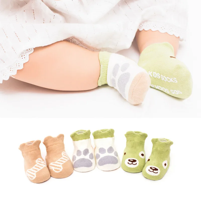 

3 pairs/lot Newborn baby socks Baby anti-slip socks Three-dimensional cartoon children socks baby floor socks baby boat socks
