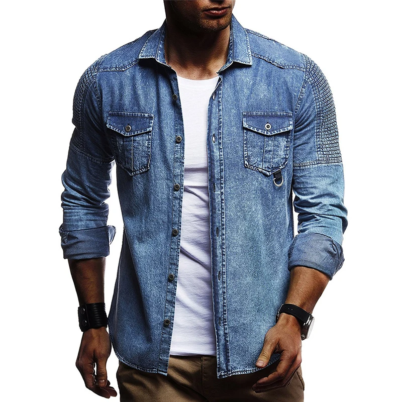 Idopy Fashion Men`s Denim Shirt 